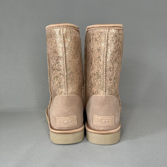 New Womens UGG Boots Sz 7 Classic Short Arroyo Marble Matte Heel Pink Tan Gold - Picture 9 of 16
